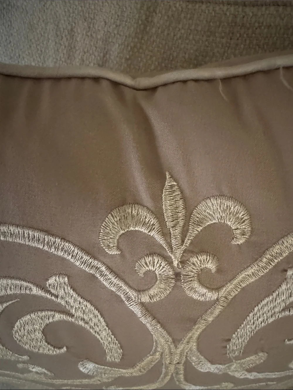 Decorative Taupe Embroidered Scroll Throw Pillow - Brand